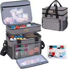 Large Sewing Organizer Bag with Removable Tray, Water-resistant Double-Layer ...