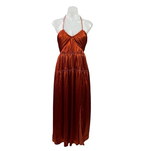 NEW Showpo Emmalyn Burnt Orange Strappy Halter Fit & Flare Maxi Dress Size 4