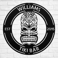 Personalized Tiki Bar Metal Sign Custom Decor Gift for Home Bar Lovers