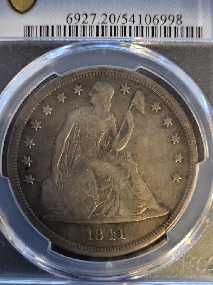 1841 $1 graduación profesional VF20 - dólar Liberty Seated - fecha de acuñación baja Foto 3 de 4