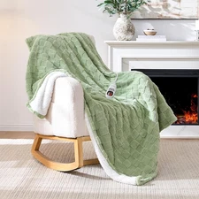Heated Throw Blanket 50"X60" - 9-Level Fast Heating & 1-10H Timer, Fluffy Plush 