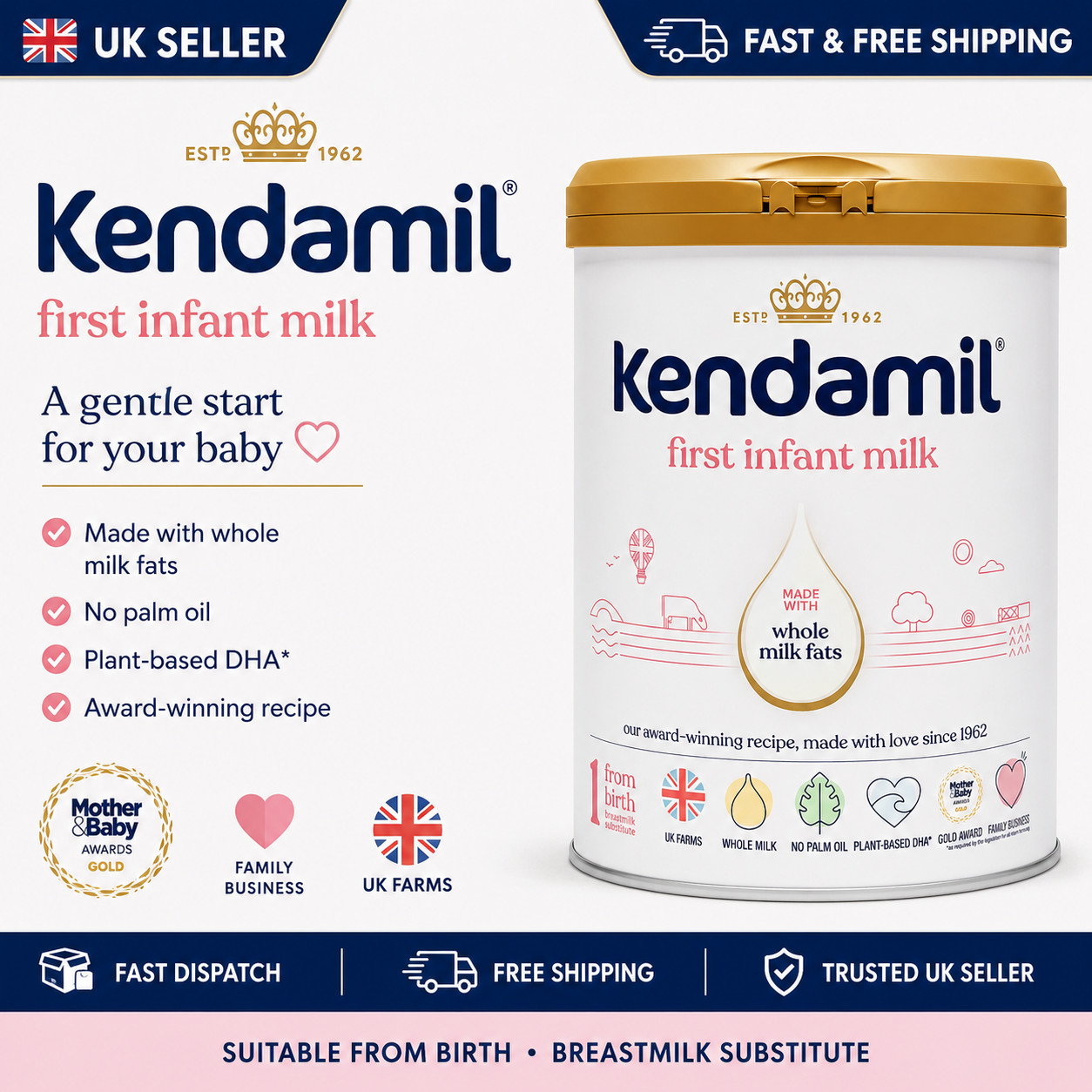 Kendamil First Infant Milk Stage 1 From Birth To 6 Months 800g Baby Formula