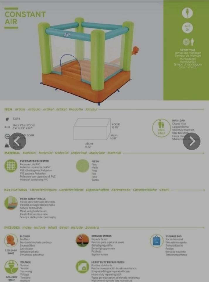 Bestway H2OGO Hüpfburg mit Dauergebläse Jump and Sour 194 x 175 x 170 cm - Bild 4 von 4