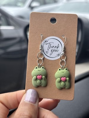 Cute Frog Heart Earrings Dangle Drop Jewelry Women Girls