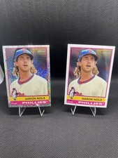 2025 Topps Heritage - Aaron Nola #186 base and silver sparkle