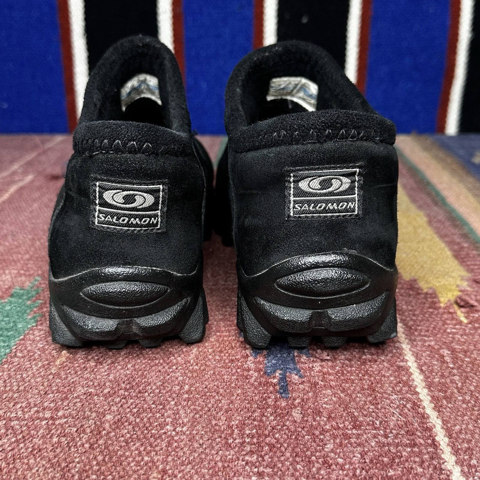 Scarpe invernali vintage SALOMON Contagrip CX 'Snow Clog' nere scamosciate slip on taglia 10 5