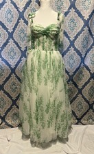 Green and White floor length dress, size 10 for prom or wedding