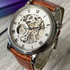 Orologio Rotante Uomo Carica Manuale Scheletro Quadrante Acciaio Cassa 40mm
