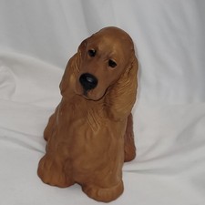 Tannereye Leather Wrapped Cocker Spaniel Dog Sculpture Stacey Raynor SIGNED VTG