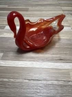 Vintage Murano Style Red Hand-Blown Art Glass Swan Figurine