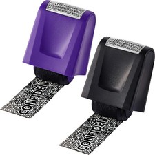 2 Pieces Identity Theft Prevention Stamp Guard Your Moyen, Black and Purple 