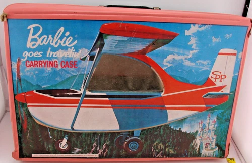 Vtg 1965 Barbie Goes Traveling Carrying Case Airplane Car Storage Dolls Clothes