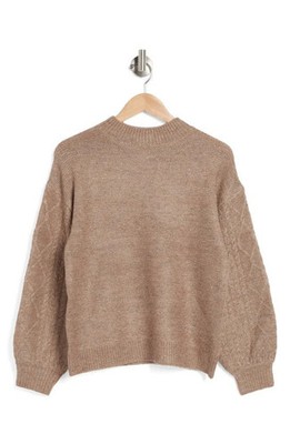 VIGOSS NWT Cable Knit Sleeve Crewneck Sweater Cozy Core Classic Fall Winter M