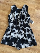 NWT Topshop Petite Black Gray Floral Romper US 10