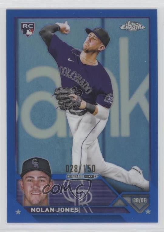 2023 Topps Chrome Blue Refractor 28/150 Nolan Jones #43 19hu