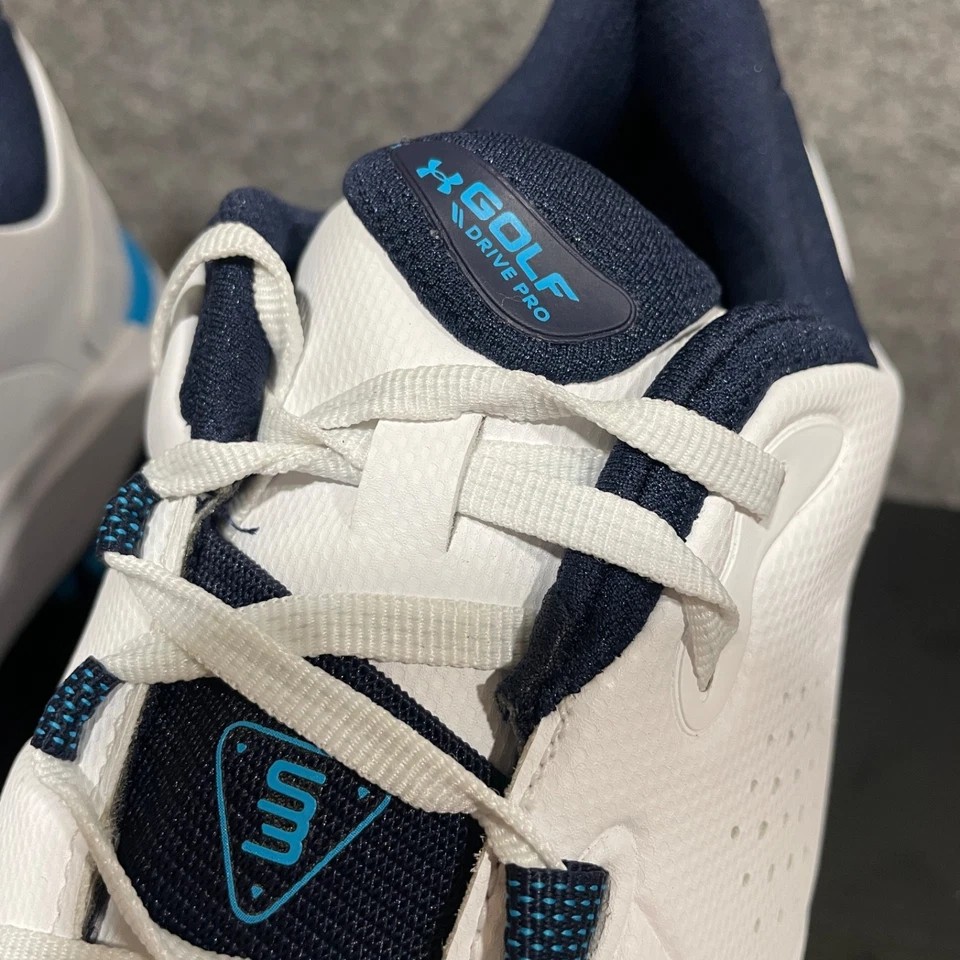 Туфли для гольфа мужские Under Armour Drive Pro 11 белые темно-синие кожаные с шипами HOVR - Изображение 4 из 4
