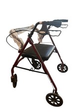 Medical Heavy Duty Bariatric Rolling Walker. Large Padded Seat. Left Brake Loose