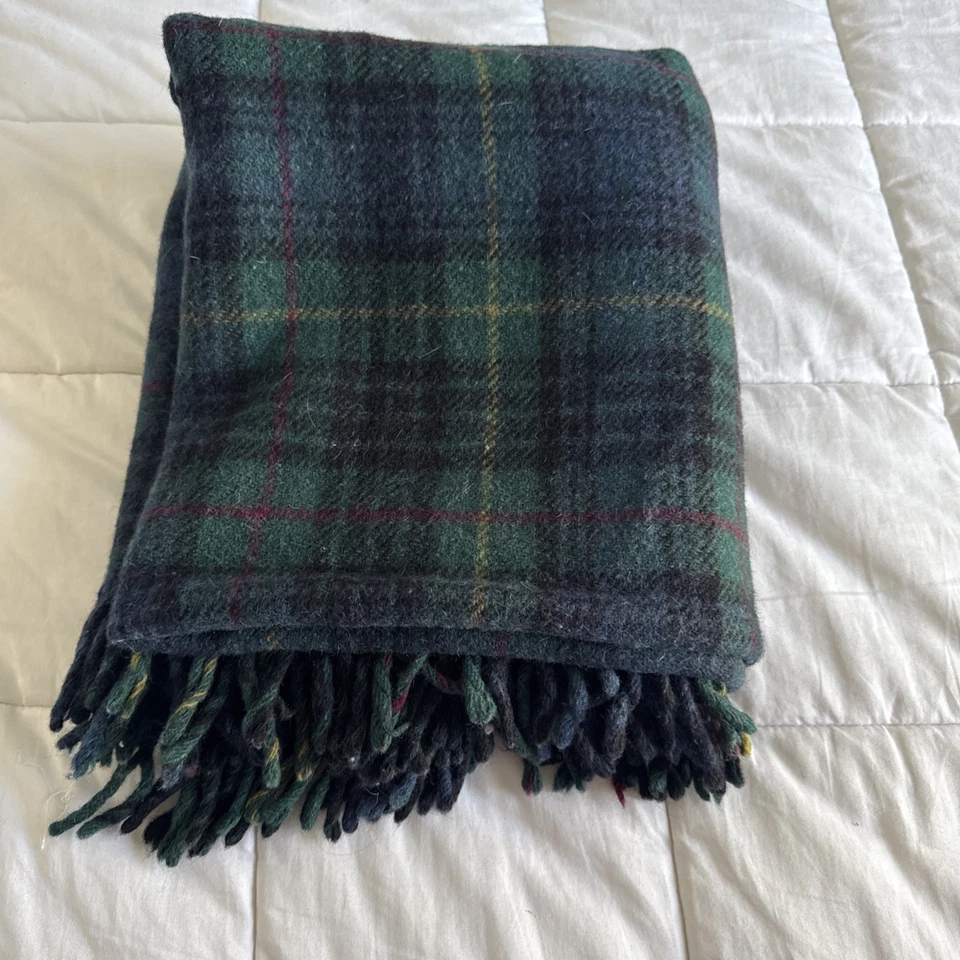Highland Home Wool Tartan Throw Blanket 54x46 Scotland Woven Plaid Fringe Soft - Image 4 of 4