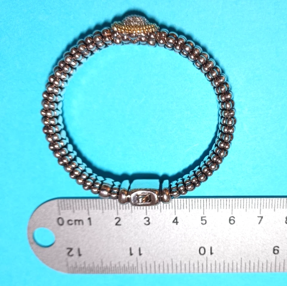 Lagos Caviar 925 серебро и 18k золото овальная станция бриллиант Bracalet, 9 мм - Изображение 3 из 4