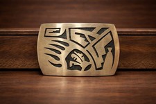 Sterling Buckle Signed Hopi " Bear Claw " NOS W/ Saddle Belt.