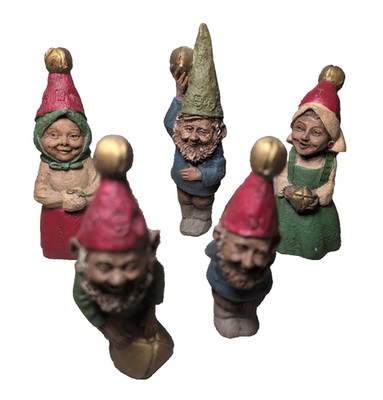Tom Clark JINGLE, 5 Caroling Gnomes Figurines Sculptures, 1980's Vintage 