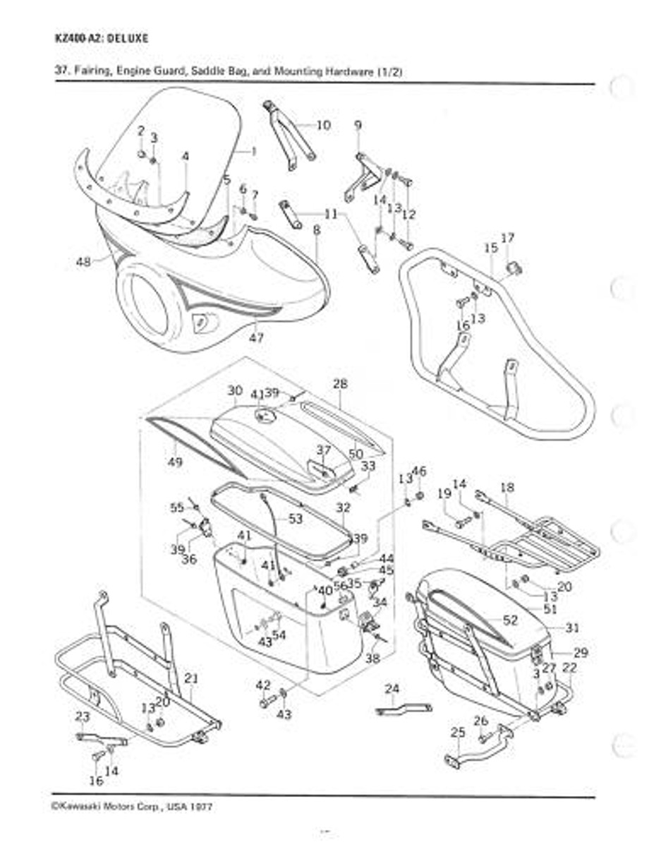 KAWASAKI Parts Manual KZ400 deluxe 1976 1977 A1 Replacement
