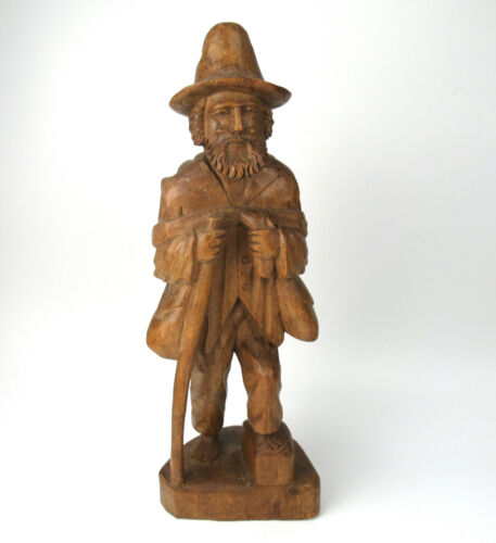 Holz Figur handgeschnitzt Handarbeit Wanderer Vagabund Wood Figurine 40,5cm - Bild 1 von 4