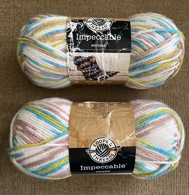 2 Skeins Loops & Threads IMPECCABLE Worsted Yarn #02014 Tradewinds Ombré 4.5 oz 
