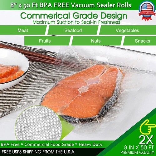 Vacuum Sealer Bags Rolls Jumbo 4Mil Food Saver Bag 8"x50' 11"x50' 8"x20' 11"x20' - Picture 3 of 21