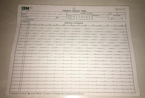 Fortran Coding Sheet | Vintage Computer Federation Forums
