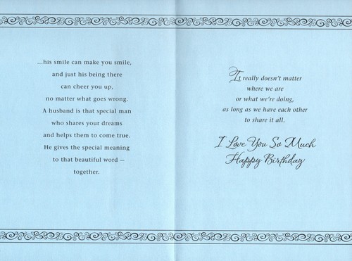 Tarjeta de CUMPLEAÑOS grande PARA ESPOSO CON AMOR, corazones azules — American Greetings +✉ - Imagen 2 de 5