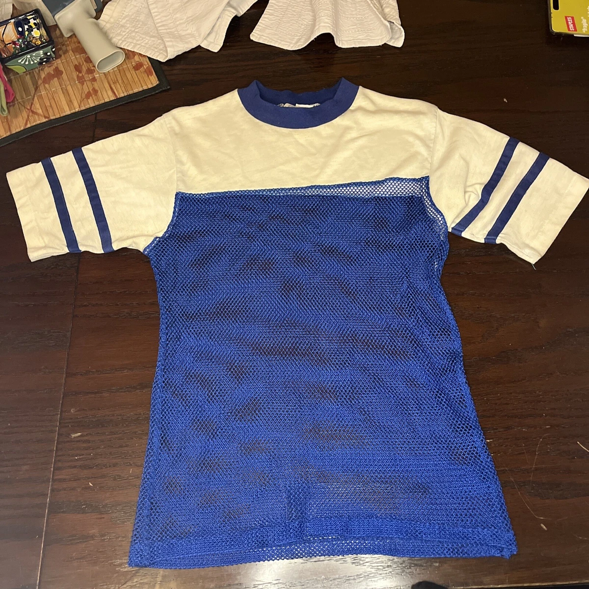Incredible Vintage 70’s-80’s Mesh Bottom T-Shirt M Cotton/Nylon/Polyester Blend