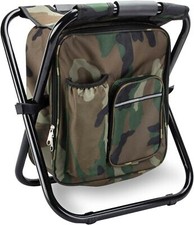 Folding Stool Backpack Insulated Cooler Bag, Fishing Utility Chair