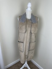 J.o.a. Vest Womens Small Beige Long Sherpa