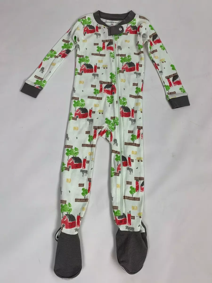 NEW Burt's Bees Organic Cotton Farm Animals Barnyard Scenic Sleeper Pajamas  18 M