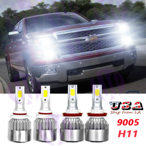 LED Headlight Bulbs For 2019-2020 Silverado WT/Custom/Trail Boss - High/Low Beam 6000K White (HB3/9005 + H11)