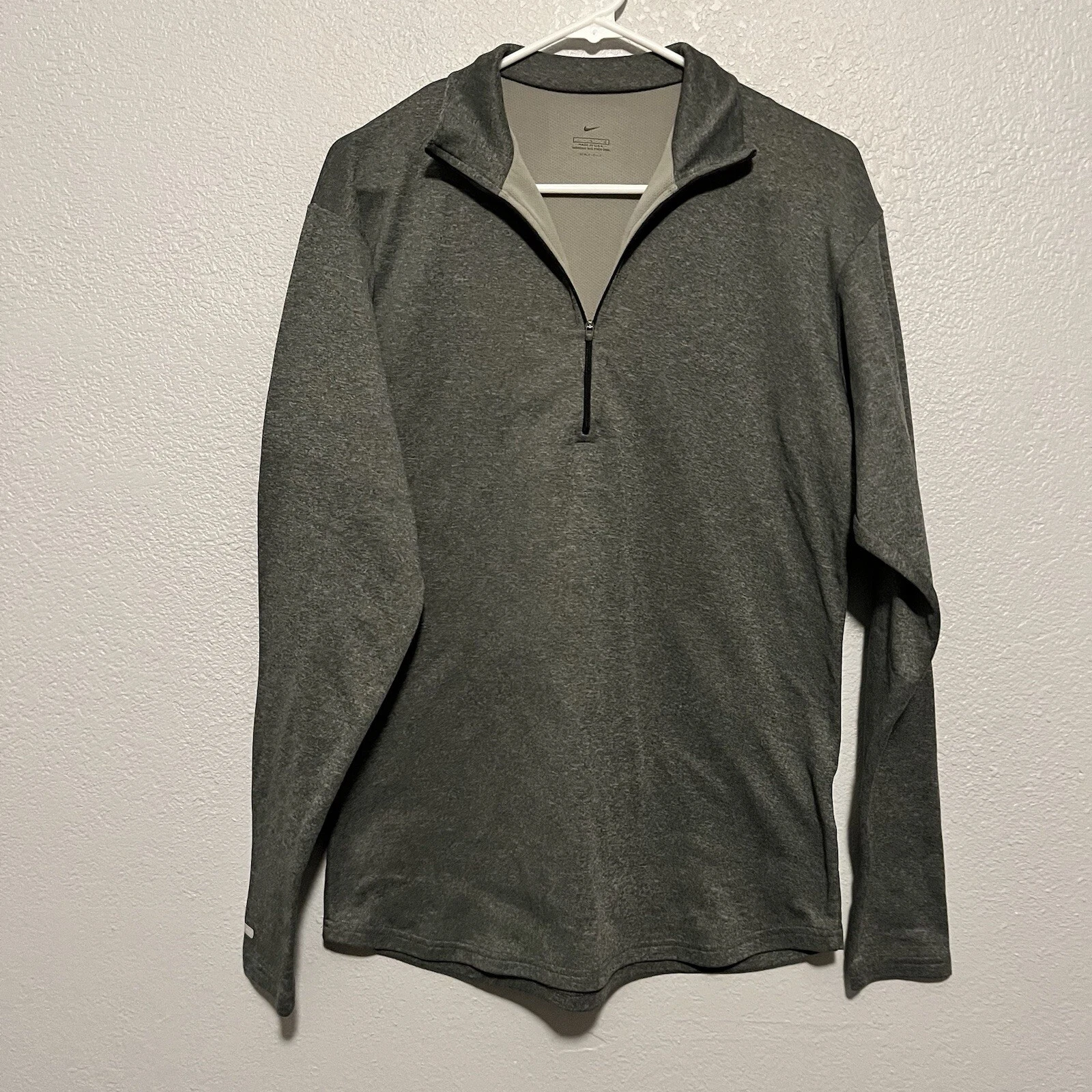 Nike Element Dri-FIT 1/2 Zip Running Top Men's Size Large Heather Gray Green