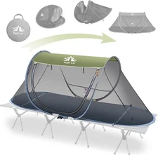 Pop-up Mosquito Tent: 1 Person Camping Tent with Bug Screen Net Adults Kids