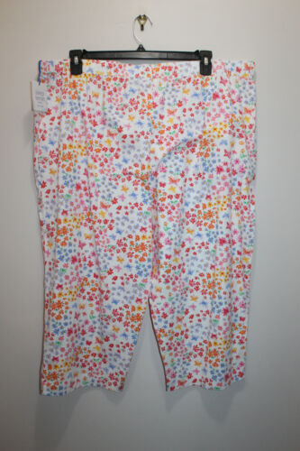 SLEEP SENSE WOMENS SLEEP & LOUNGE CAPRI PANTS WILD GARDEN WHITE MLTI SZ 2X & 3X