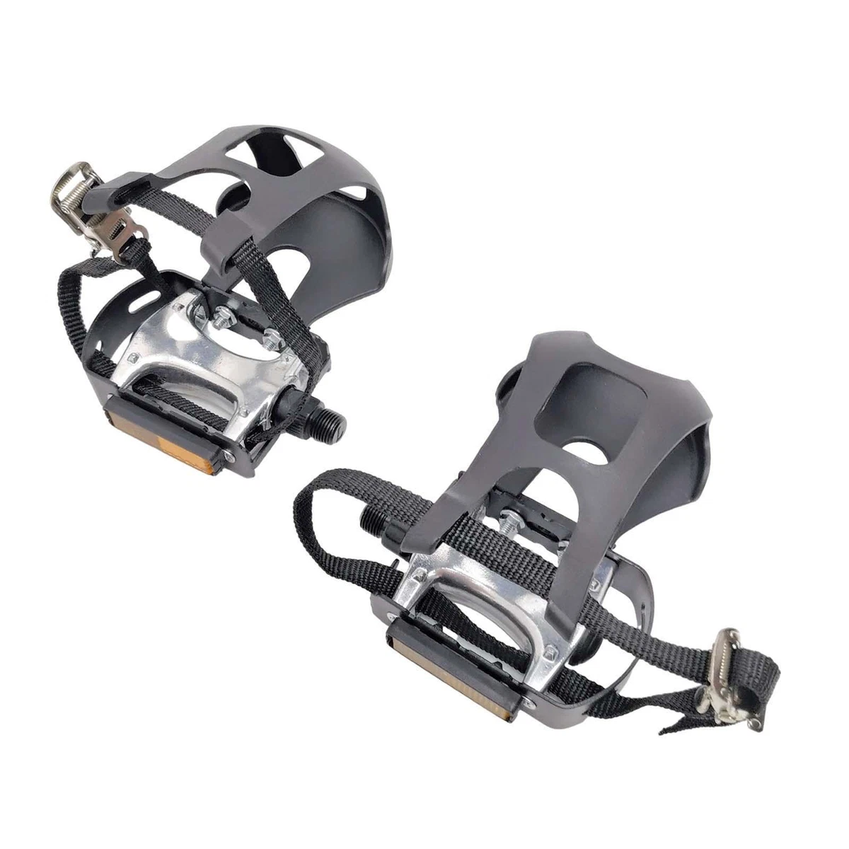 Bike Pedals with Clips and Straps Bicycle Pedals for Stationary