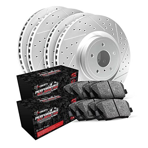 R1 Concepts Drilled And Slotted Carbon Coated Disc Brake Rotor Set WBPN1-73013