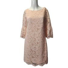 Vince Camuto Blush Pink Lace Dress With Bell Sleeves Size 4