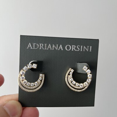 NEW Adriana Orsini 18K Goldplated Brass & Cubic Zirconia Crescent