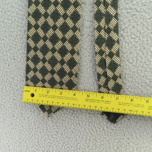 Paul Zileri Mens Neck Tie Silk Green Yellow Check 4" 58" Long Italy - Picture 5 of 8