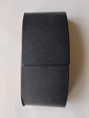 Prada Black Leather Saffiano Eyewear Case with Box and Cloth Prada Saffiano Semi-hard Leather Case for Eyeglasses  main image 4