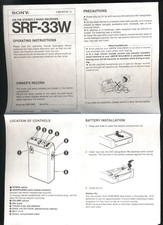 SONY SRF-33W AM/FM Stereo 2 Band Receiver OPERATING Instructions MINT Warranty