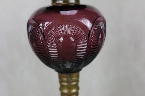 RARE EAPG P&A EAGLE Amethyst Glass Kerosene Oil Lamp Rare Antique Purple Milk - Picture 17 of 24