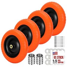 13" Flat Free Wheels Replacement for GOR Garden Cart Tires and 4 Orange