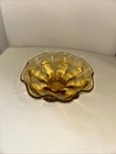VTG MCM Viking Epic Double Crimped Bowl 8” Amber Art Glass #6604 USA Circa 1966