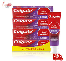 Colgate Max White Purple Reveal Teeth Whitening Toothpaste 4x75ml UK 49.83 per litre